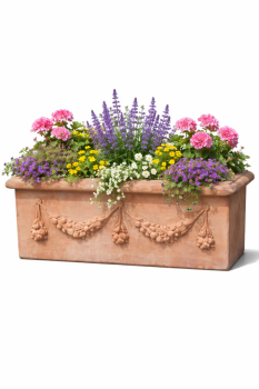 Preview: Cassetta Festonata REF – Klassischer rechteckiger Terracottakasten aus Impruneta